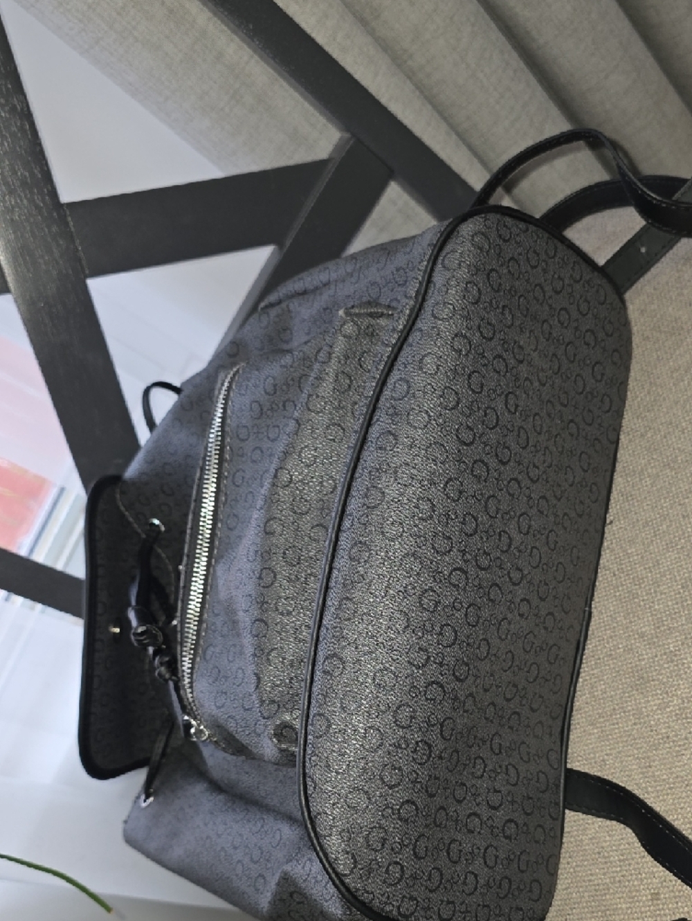GUESS Black Monogram Drawstring Backpack - Picture 6 of 14